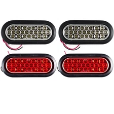 2 Red + 2 White 6" Oval 24 Led Trailer Stop Turn Tail Reverse Backup Parking Br