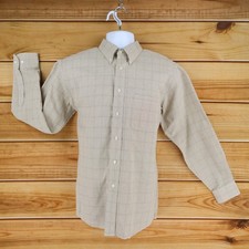 Arrow Dress Shirt Mens Size 15.5 Brown Plaid Cotton Blend Wrinkle Free