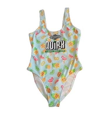 Shinesty M Womens Swimsuit Lined Stripes Tropical Quirk Hard Seltzer One Piece