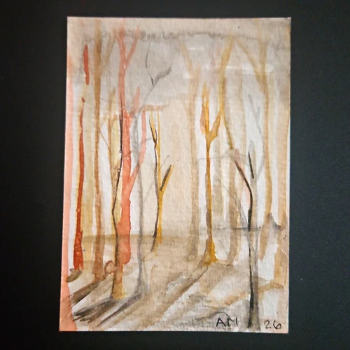 ACEO Signed Original Watercolor on Paper Abstract Forest 2026