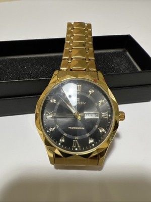 Va Va Voom Men's Gold And Black Stainless Steel Quartz Watch