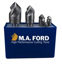 MA Ford 92000012, 5pc. 82-Deg. 3-Flute, Aircraft HSS Countersink Set
