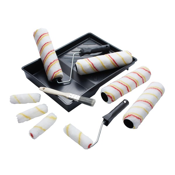 Farbroller-Set 4X225Mm + 4X Miniroller, Pinsel, Wanne, Fit For The Job-image