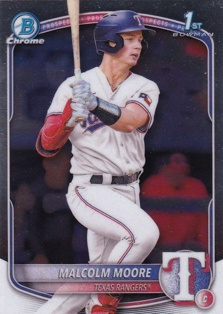 MALCOLM MOORE BOWMAN CHROME PROSPECTS 1ST ROOKIE CARD RC RANGERS #BCP129 2025 25