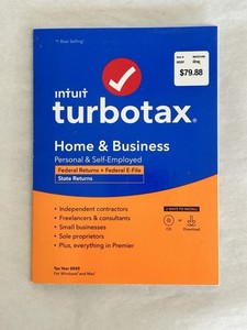 Intuit TurboTax Home & Business 2020 Federal & State CD Windows Mac Untested
