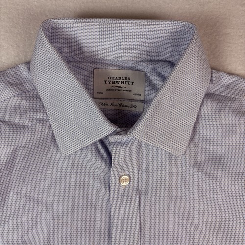 Charles Tyrwhitt Oberhemd Herren 17 34 klassische Passform bügelfrei geometrisch. Blau - Bild 2 von 10