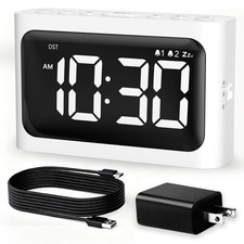 4.8 Inch Digital Alarm Clock Bedroom Large LED Dual Dimmer DST Desk Bedside