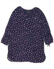 RALPH LAUREN Womens Long Sleeve Tent Dress UK 18 XL Navy Blue Floral YZ18