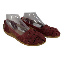 Olukai Ulana Slip-on Elastic Leather Sandals Red Women's Size 8  W 20218 1 X34