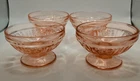 4 Pink Depression Glass Sharon Cabbage Rose Footed Dessert Bowls Anchor Hocking