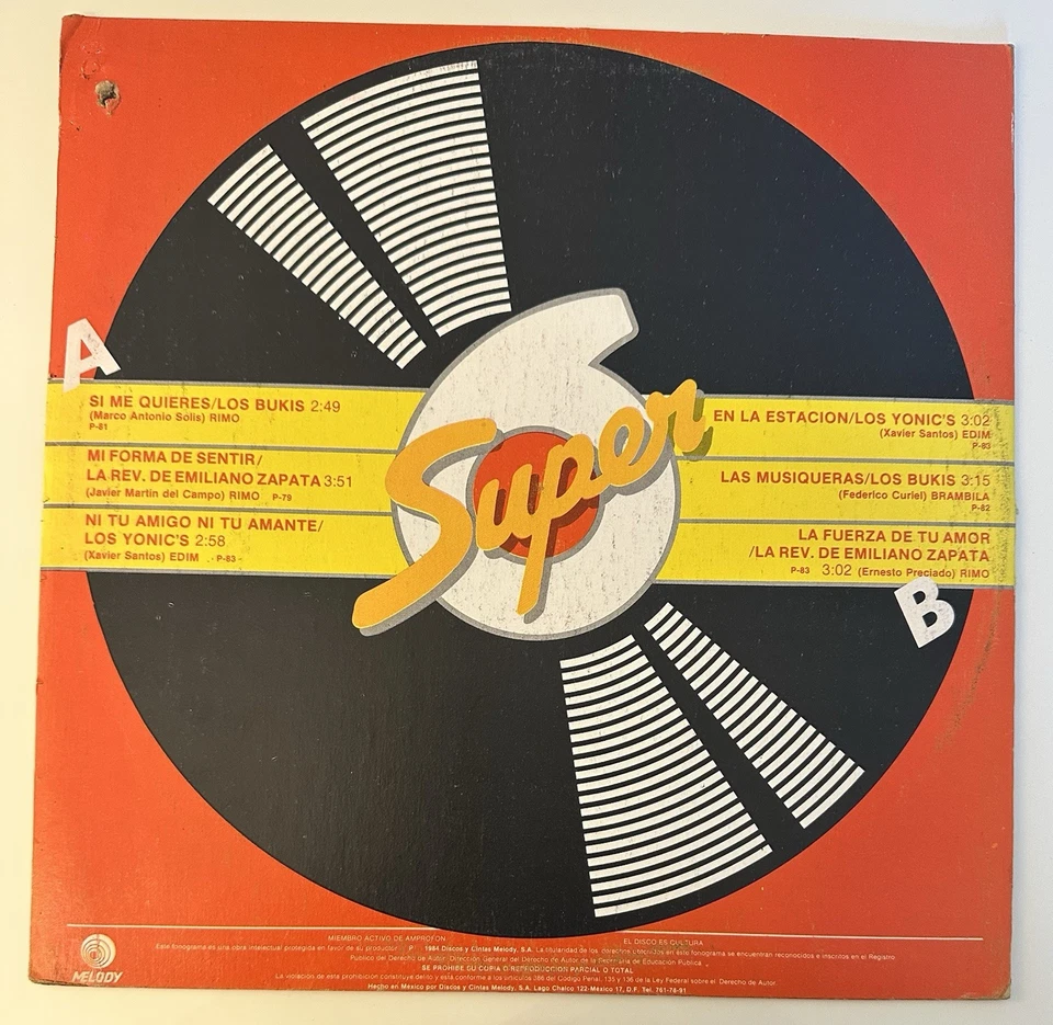 Los Bukis Los Yonics La Revolucion - Super 6 (1 x EP, Compilación, 1984 MX, VG+) - Image 2 of 4