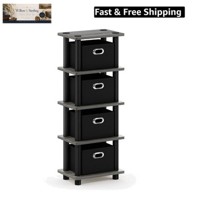 Turn-N-Tube LACi 4-Bins System Rack, French Oak Grey/Black