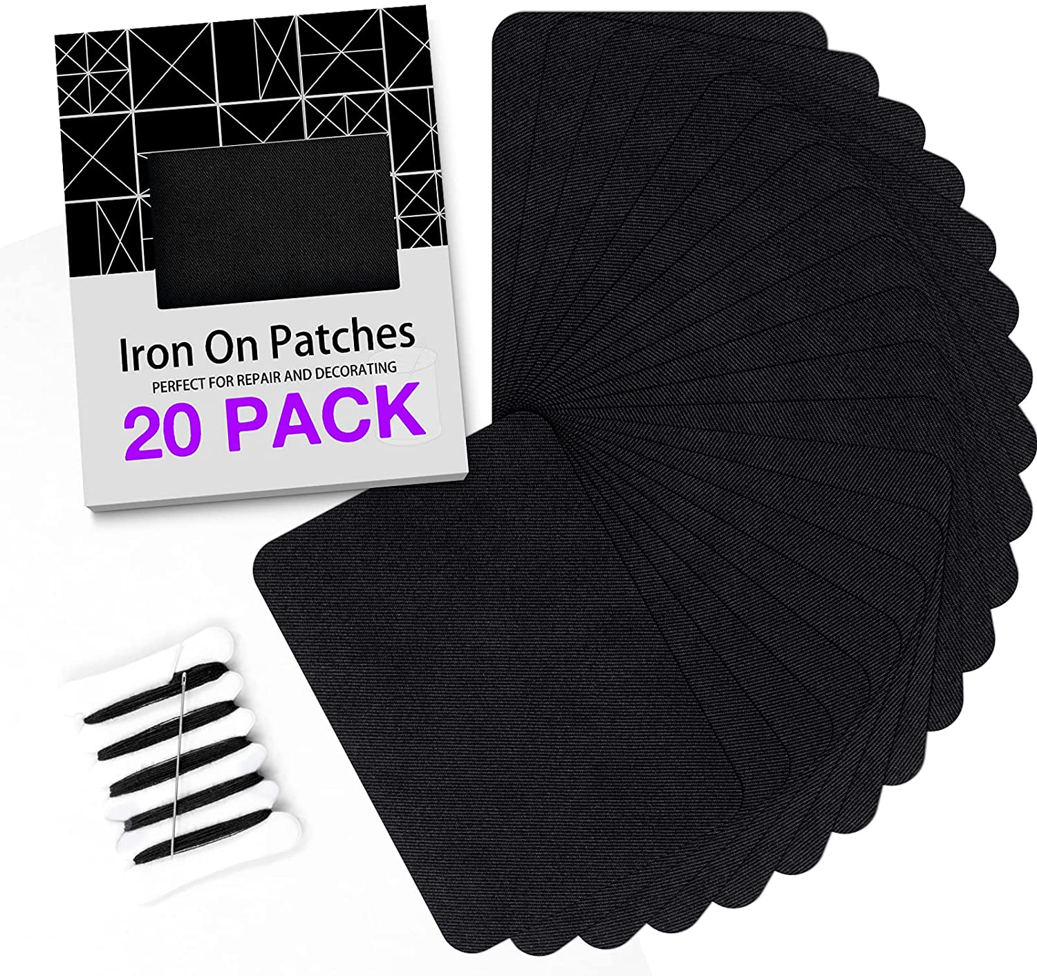 HTVRONT Black Iron-On Patches for Durable Clothing and Fabric Repair