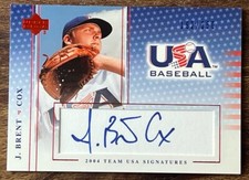 2005 Upper Deck USA Baseball Team Signatures Blue Ink 192/250 J Brent Cox Auto