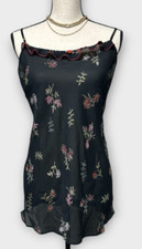 Vtg Womens M Satin Slip Dress Romantic Floral Fairygrunge Dainty Coquette Y2K