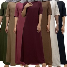 Ramadan Muslim Abaya Kaftan Women Maxi Dress Islam Caftan Dubai Robe Arab Solid