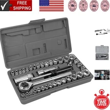 Durable 40-Piece Socket Set with Wide Size Range - Chrome Vanadium Construction