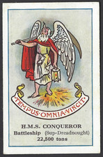SNIDERS & ABRAHAMS - CRESTS OF BRITISH WARSHIPS - HMS CONQUEROR