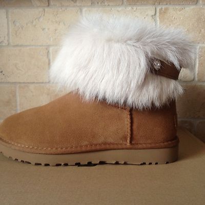 UGG VALENTINA SWAROVSKI CRYSTAL BLING CHESTNUT TOSCANA CUFF BOOTS 