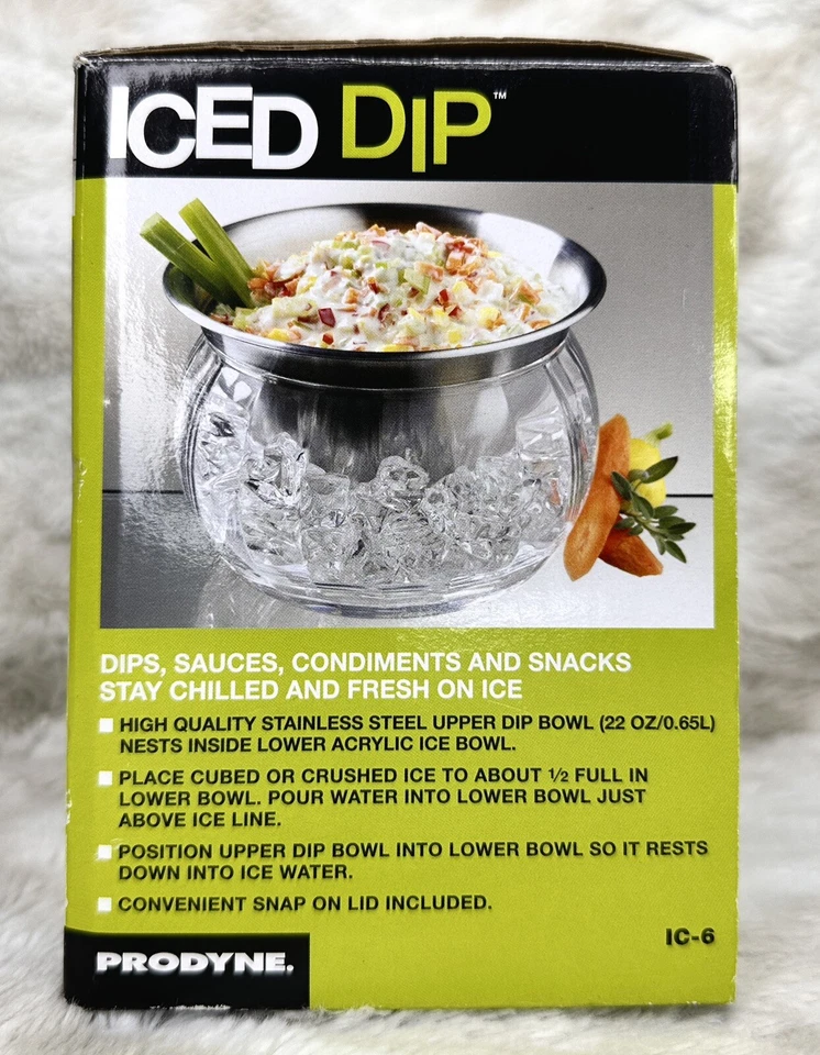 Prodyne ICED DIP 3-Piece Serving Set Stainless Steel & Acrylic Chilled Dip Bowl - Image 2 of 3
