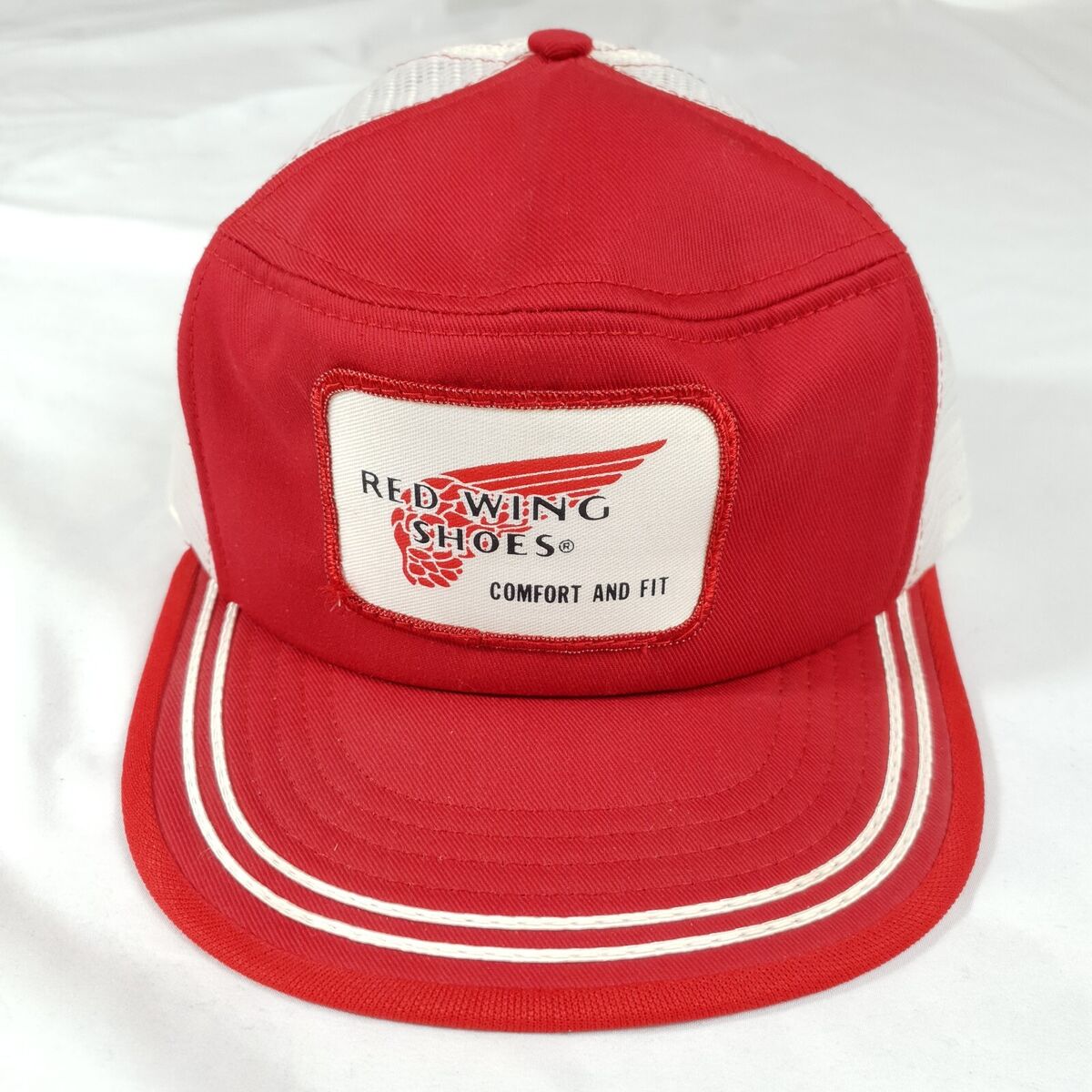Vintage 80s Red Wing Shoes Patch Mesh Snapback Trucker Hat Vintage 80s Red Wing Shoes Patch Mesh Snapback Trucker Hat