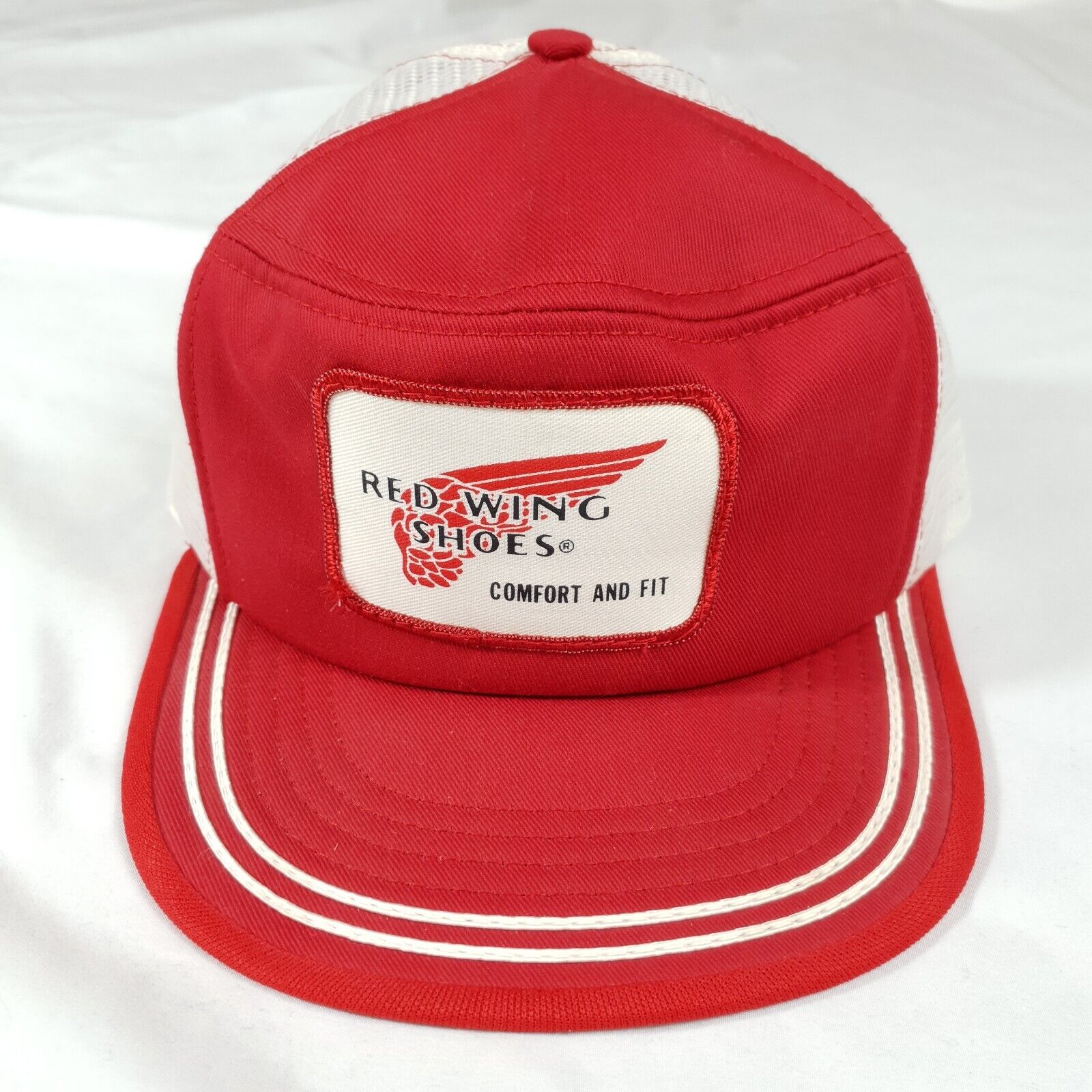 Vintage 80s Red Wing Shoes Patch Mesh Snapback Trucker Hat
