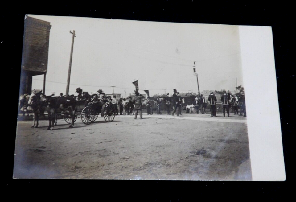 4 RPPC Postcard Lot Milaca Minnesota Train Parade Lumber Yard Fire 1910