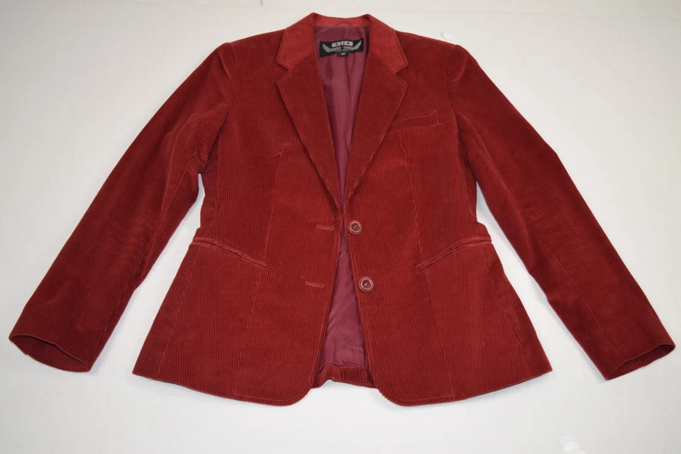 Vintage Jacket Pants Set Ata Size 11 S/M 60s Cranberry Corduroy Fitted High Rise - Image 3 of 4