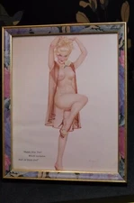 Alberto Vargas Girl 1961 Playboy Print  9 X 11 Decorated Wood  Frame NICE