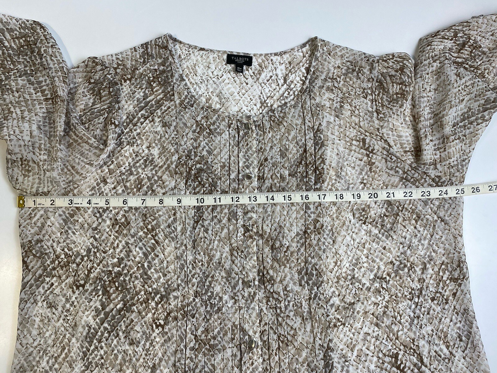 Talbots Blouse Plus 18W Brown Python Print Pin-Tu… - image 4