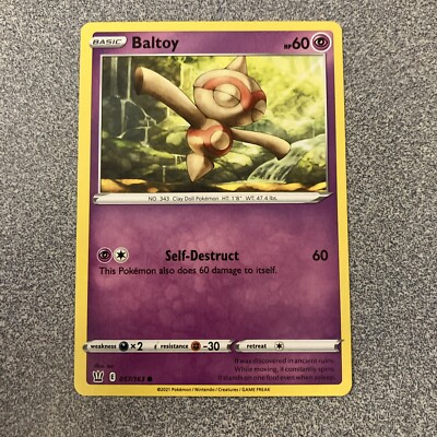 POKEMON SWORD & SHIELD BATTLE STYLES BALTOY 057/163 NM/MINT PACK FRESH