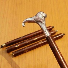 Antique Brass Head Lion Head Handle Handmade Wooden Walking Stick Nautical Cane