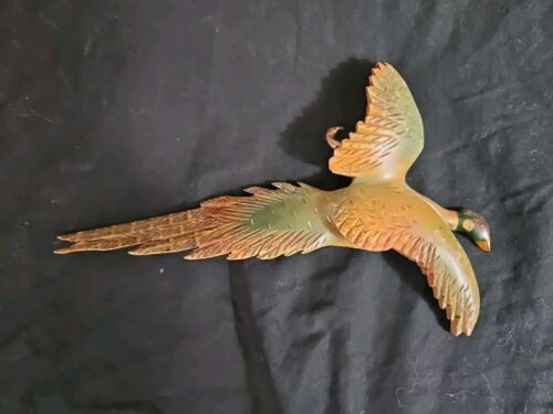 Vintage Wooden Hand Carved Pheasant Hand Painted