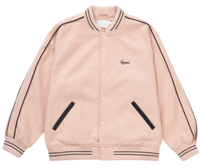 ジャケット・アウター supreme satin bomber jacket rose SS21 SUPREME IT'S ITS ALL BOLLOCKS VARSITY JACKET DUSTY PINK SZ XL