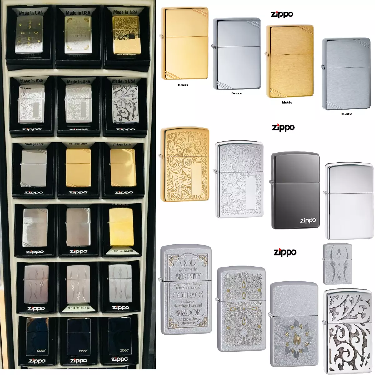 Zippo Original Windproof Refillable Cigarette Lighters USA Lifetime Warranty