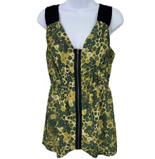 Abstract Floral Mini Dress Womens Size M Zip Front Sleeveless Simply Vera Wang
