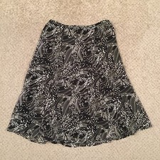 Sag Harbor Skirt Small Black Floral Maxi Long Lined Lightweight