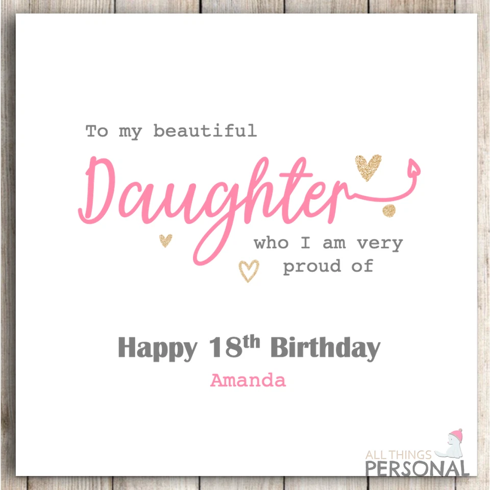 ALL THINGS PERSONAL Personalised Daughter Birthday Card 18th 21st 30th 40th 50th 19th 20th 25th Pink