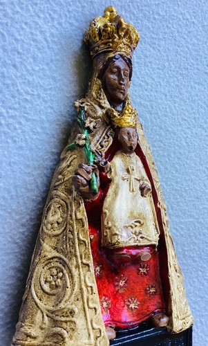 VINTAGE POLYCHROMTE SCHWARZE GIPS-MADONNA VON TINDARI PRIESTERN FIGUR STATUE - Bild 8 von 13