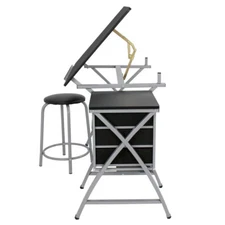 Drafting Craft Table Station Top Drawing Desk Art Work Artist Drawer MDF W/Stool