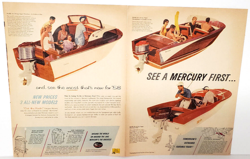 Annonce couleur 2 pages moteur hors-bord Mercury papier original vintage 1958 - GL254 - Photo 4/7