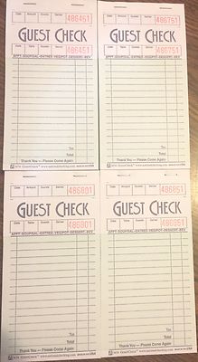 4 G3674 Guest Checks Book Waitress Pad 15 Line 50 Page Booklet Tear Off Top Stub