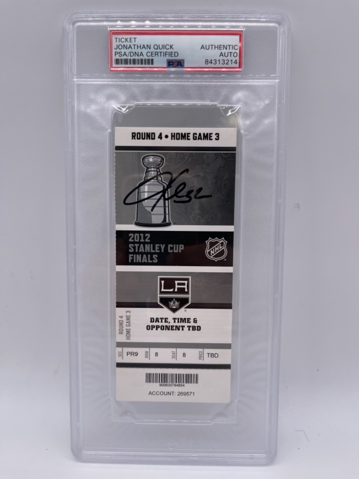 Jonathan Quick Autographed Signed Los Angeles Kings NHL 2012 Stanley Cup Finals Ticket Stub PSA/DNA CLINCHER 2 