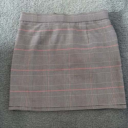 Elite Collection Plaid High Rise Mini Skirt Black White Red Size L Stretch - Picture 2 of 9