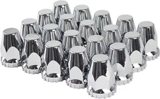 33mm Lug Nut Covers Chrome Tube Style Plastic Thread On Fits Semi Truck 20 Pack