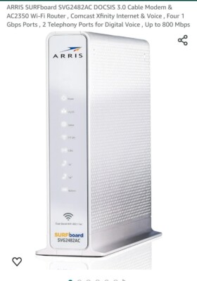 ARRIS SURFboard SVG2482AC DOCSIS 3.0 Cable Modem & AC2350 Wi-Fi Router , Comcast