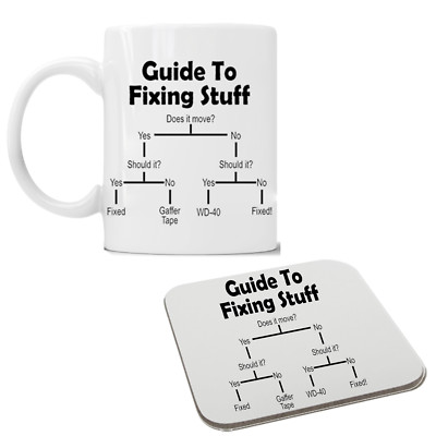 Anleitung zum Fixieren von Dingen Baumeister Klempner lustige Tasse Untersetzer Tasse Geburtstagsgeschenk