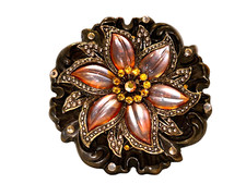 VINTAGE WOMEN  S CUSTOM ARTIST MADE FLORAL BELT BUCKLE JEWELED COLLAGE