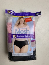 10-Pack HANES Women's Size 10/3XL Mesh Tagless Briefs Underwear Cool Comfort New