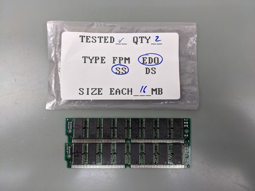 (2) Centon 16MB EDO SIMMs, 72-pin RAM Memory Sticks (32MB Total) CPCB-324T